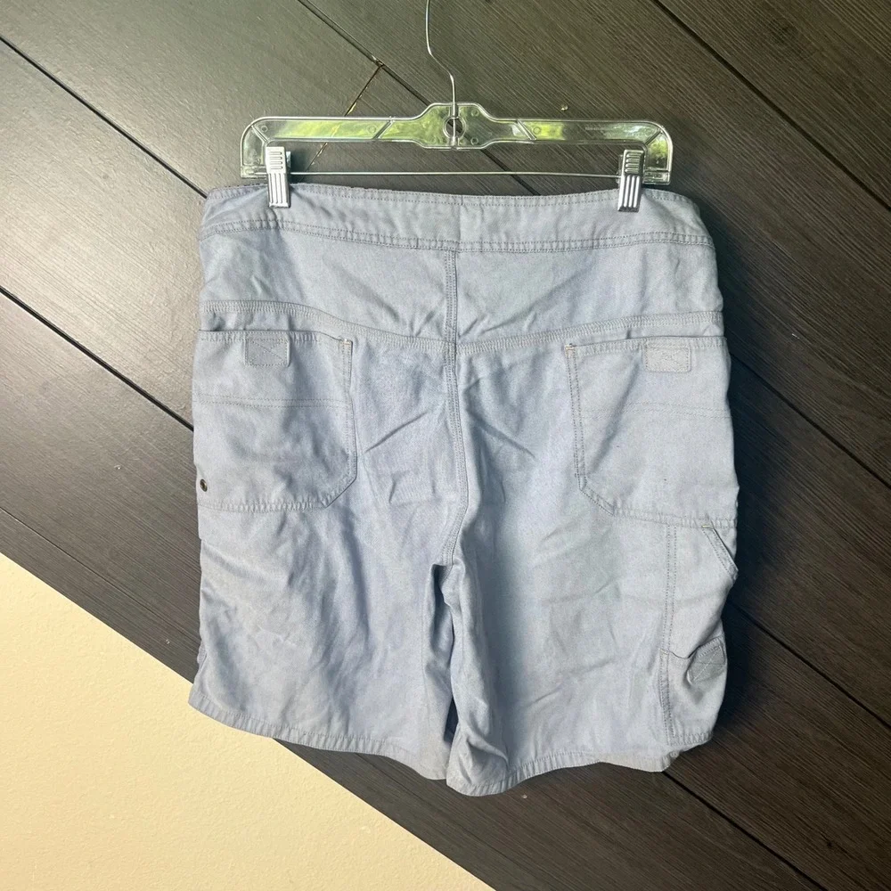 Mossimo Men's Striped Surf Board Shorts Skull Patch Size 36 Blue Y2K Swim Trunks